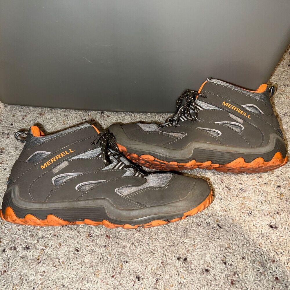 Merrell M-Cham 7 ACS M WTRPF Grey And Orange Waterproof Hiking Boots - Size 5